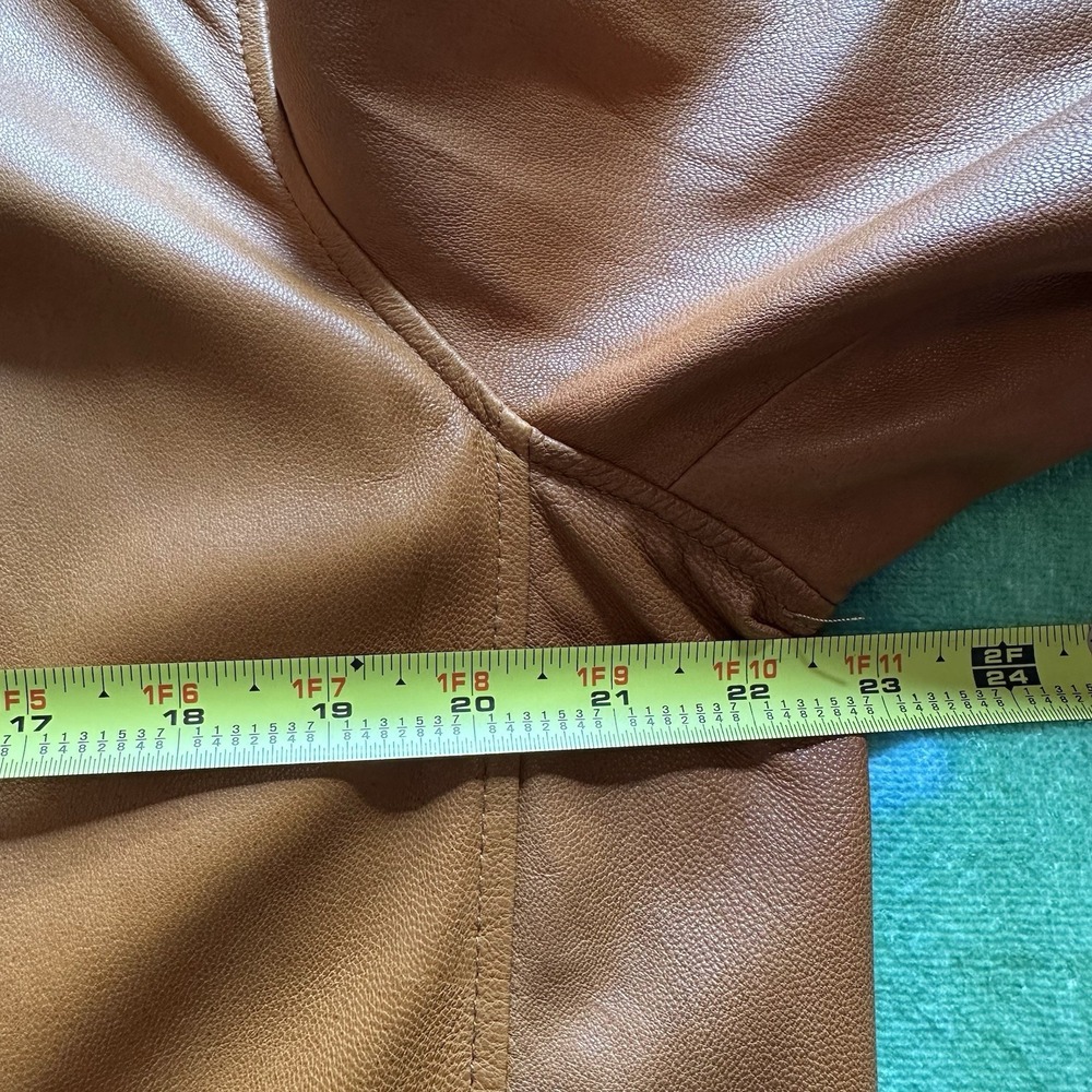 George Designs By Mark Eisen Women's Brown Leather Jacket Size XL Soft Moto Zip - Picture 10 of 12